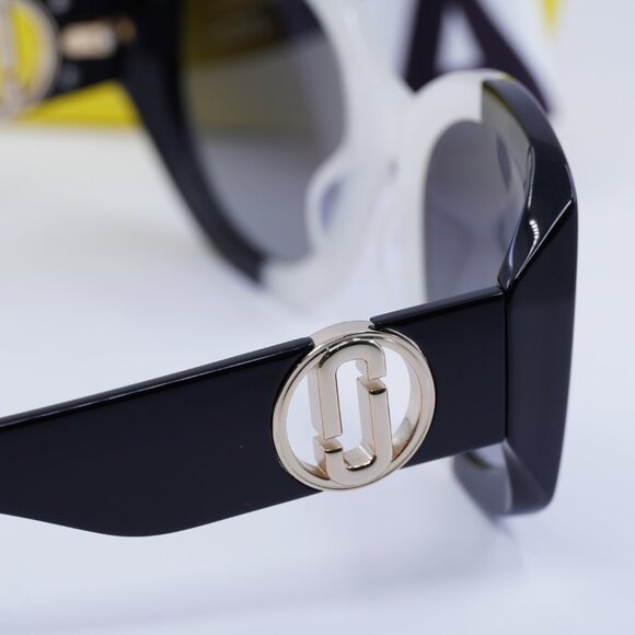 Marc Jacobs MARC 722/S 0CCP 9O Round Sunglasses - White Black\Dark Grey Gradient - Picture 5 of 9